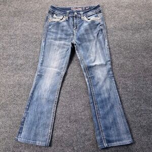 Rebel & Soul Womens Bootcut Jeans Size 7 Medium Wash Rhinestone Embellished Y2K